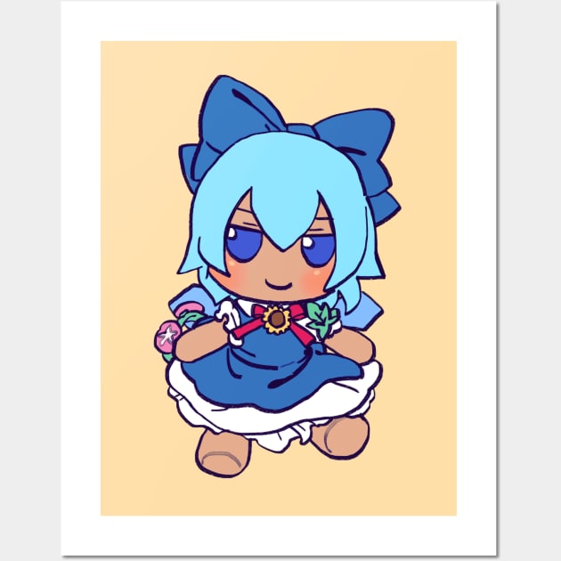 Mudwizard draws suntanned summer cirno fumo plush / touhou memes Wall Art by mudwizard